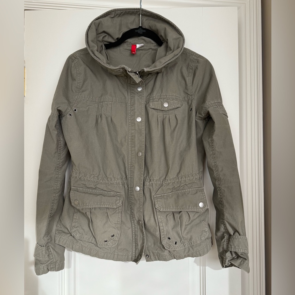 H&M Khaki Utility Jacket with Hood